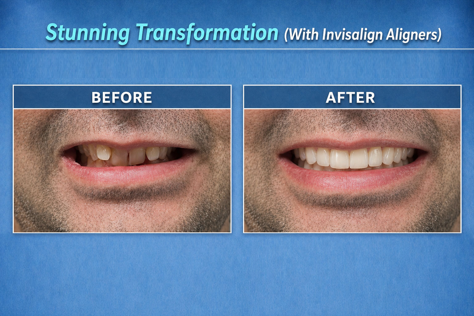 Transformation With Invisalign Aligners (Before-After Image)